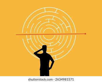 Businessman finds a simple way to solve a maze