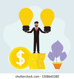 businessman finds a surefire idea to increase his income in the form of vector illustration