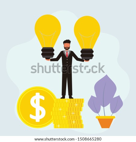 businessman finds a surefire idea to increase his income in the form of vector illustration