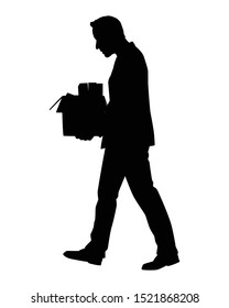 Businessman was fired silhouette vector, walking sad man.