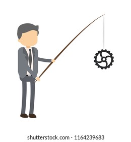 Businessman fishing gear