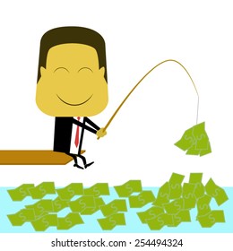 Businessman Fishing Money