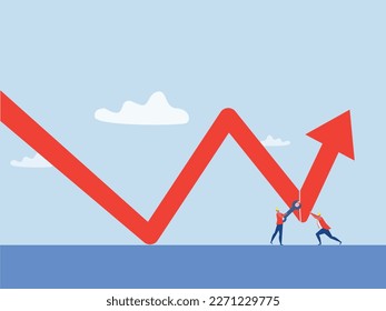 businessman fixing decreasing financial graph with tool wrench stop loss Minimize losses for profit concept vector 