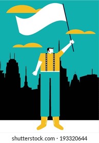 Businessman with flag