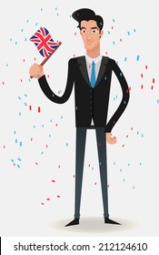 businessman with a flag