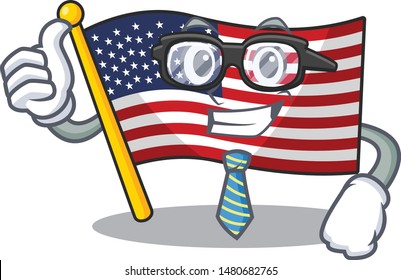 Businessman flag america with the mascot shape