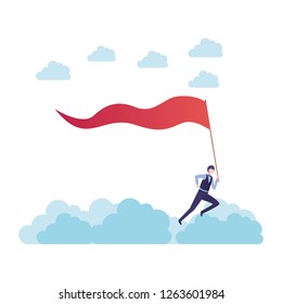 businessman with flag character