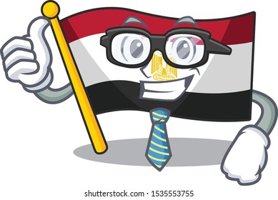 Businessman flag egyptian flown on cartoon pole