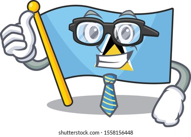 businessman flag saint lucia with character shape