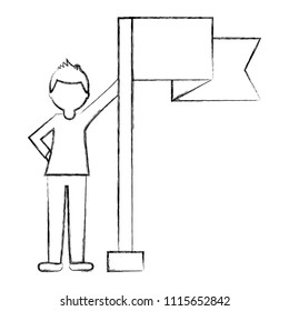 businessman with flag in stand successful goal