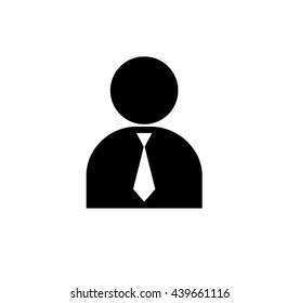 Businessman flat black simple icon. Man icon isolated