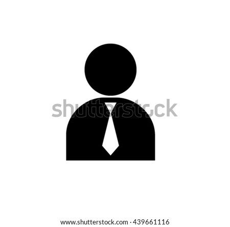 Businessman flat black simple icon. Man icon isolated