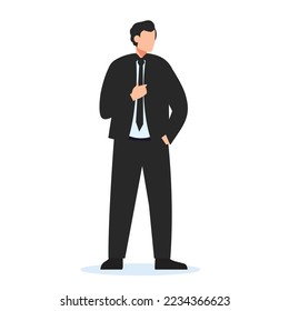 Businessman flat design concept presenting process gestures, actions and poses. Vector flat character design.