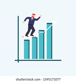 businessman flat design and graphic chart