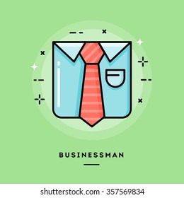 Businessman, flat design thin line banner, usage for e-mail newsletter, web banners, headers, blog posts, print and more