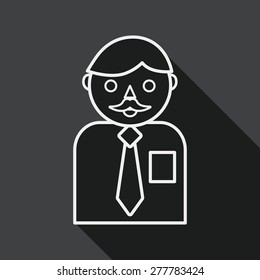 businessman flat icon with long shadow, line icon