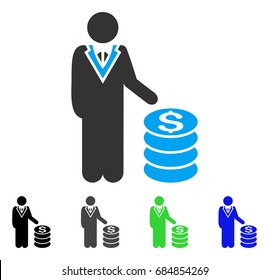 Businessman flat vector icon. Colored businessman gray, black, blue, green icon versions. Flat icon style for application design.