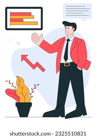 Geschäftsmann auf flacher Vektorgrafik. Premium Grafikdesign-Stock für Präsentation, Website, Marketing, Investition und finanzielle Zwecke mit geometrischem Element.