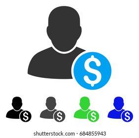 Businessman flat vector pictograph. Colored businessman gray, black, blue, green icon variants. Flat icon style for application design.