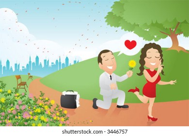 A businessman flirting in park