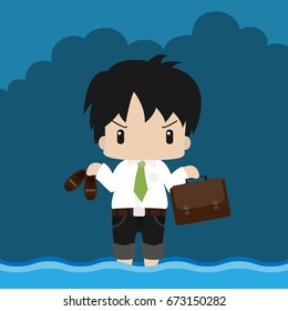 businessman in a flood day vector design.