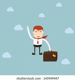 Businessman flying