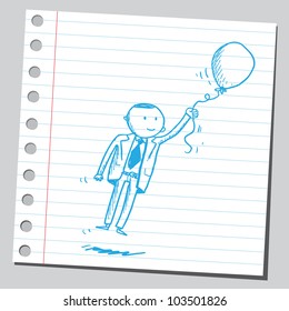 Businessman flying and balloon