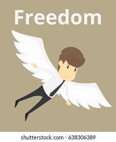 businessman flying freedom. VECTOR