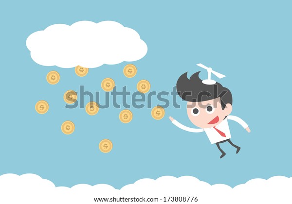 Businessman Flying Money Vector Stock Vector Royalty Free 173808776