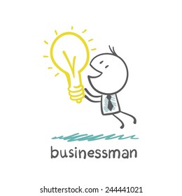 businessman flying over the idea of illustration