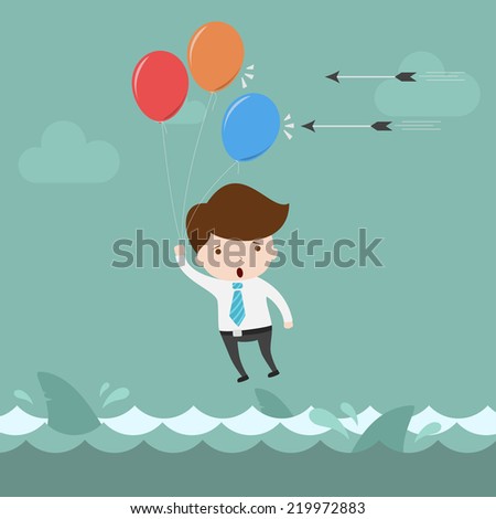 Businessman flying over risk,Vector EPS 10.
