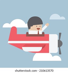 Businessman flying with private jet, VECTOR, EPS10