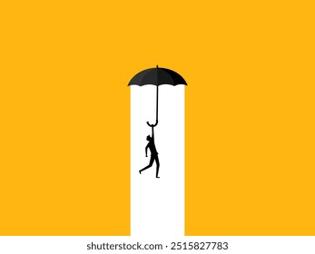 Businessman flying with umbrella. vector 