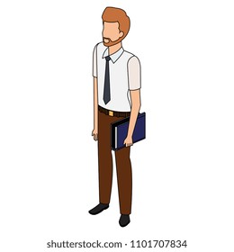 businessman with folder avatar character