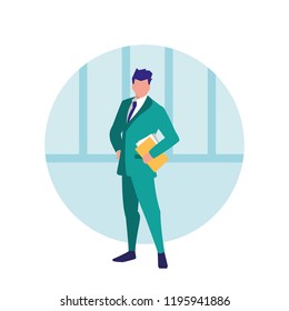 businessman with folder avatar character