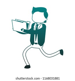 Businessman with folder blue lines