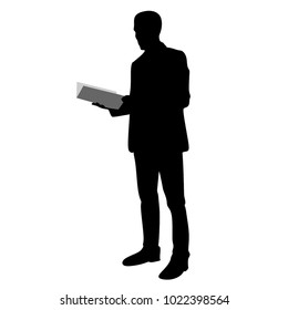 Businessman with a folder, silhouette on a white background