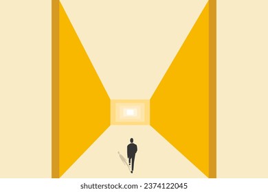 Businessman follow a path for business opportunities. visionary leadership different business routes. Symbol of ambition, motivation and long road ahead