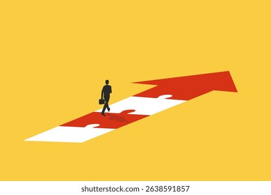 Businessman follow a path for business opportunities. visionary leadership different business routes. Symbol of ambition, motivation and long road ahead