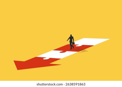 Businessman follow a path for business opportunities. visionary leadership different business routes. Symbol of ambition, motivation and long road ahead