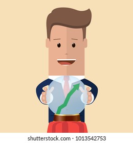 Businessman foresees successful future. Businessman predict the future, forecast for business.Vector illustration