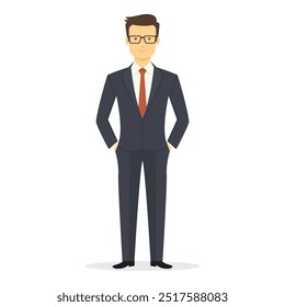 Businessman in formal attire with arms crossed Vector Illustration