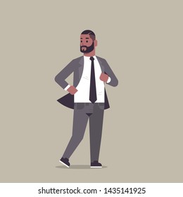 businessman in formal wear standing pose smiling male cartoon character african american business man office worker dancing posing flat full length