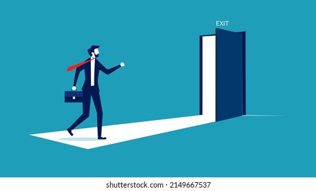 The businessman found the exit door. business solution