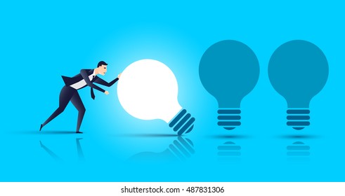 businessman found the right idea and get her, best idea business concept. Vector illustration