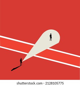 businessman found a way out in a confined space. business decision. motivation.Minimalist art style. Vector. 