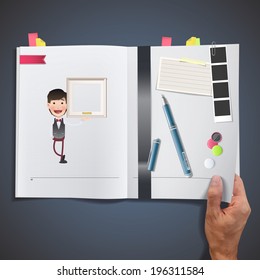 Businessman with framework printed on book