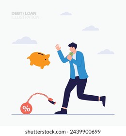 Businessman is free from debt and saving money illustration