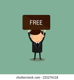 Businessman with free labels. Vector design,illustrator.