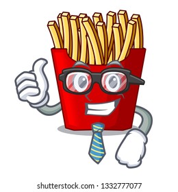 Businessman french fries served on character plates